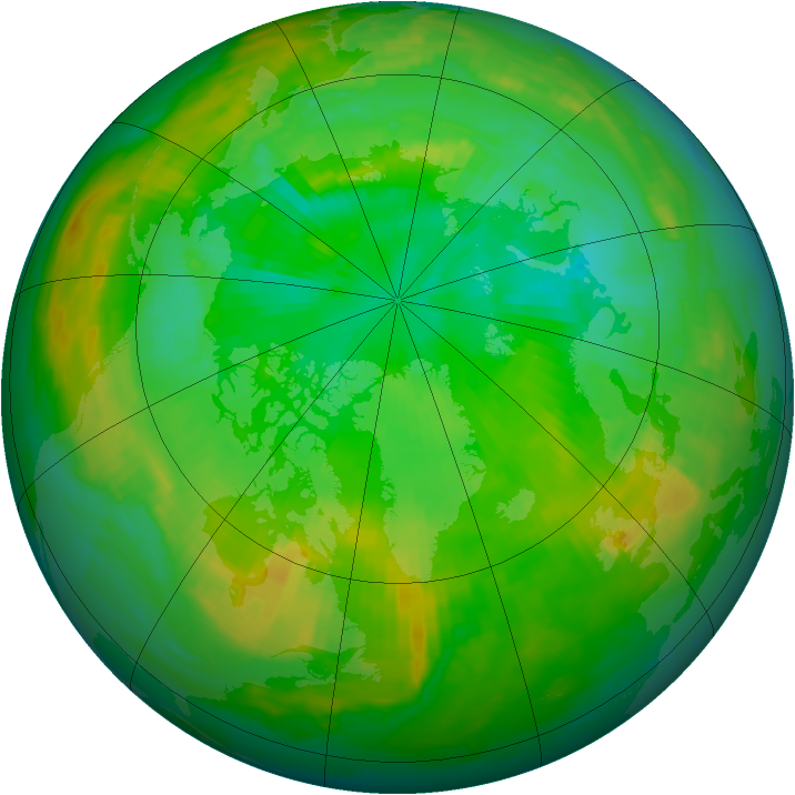 Arctic ozone map for 14 July 1988